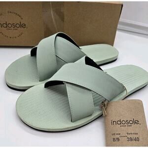 INDOSOLE CROSS ESSNTLS Sz 8/9 Women's Slides Lt Green NEW Vegan Eco Waterproof